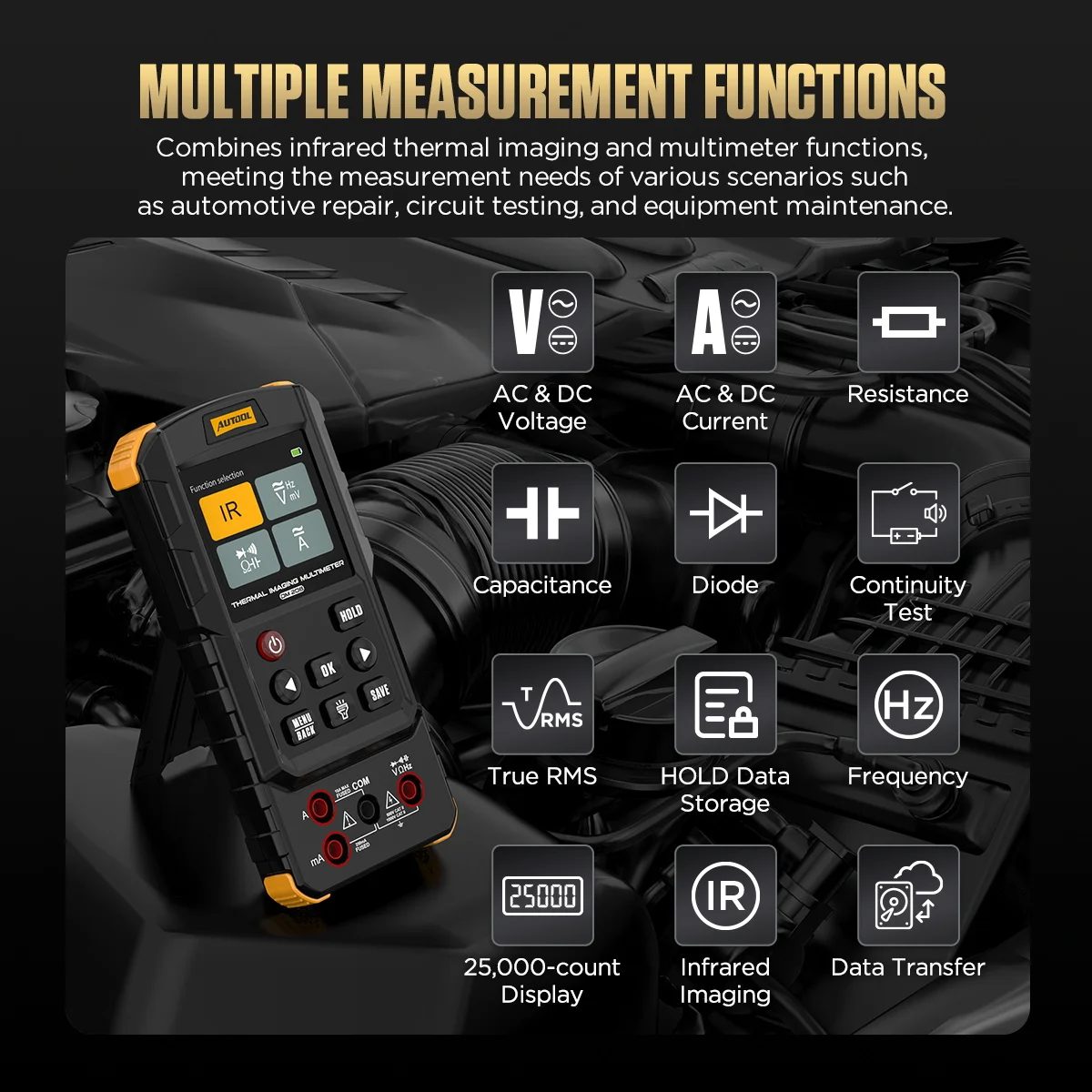 열화상 카메라 멀티미터 ISR 320x240 열화상 카메라 AUTOOL DM208 카메라 전자 테스트 장비 전류 전압계 테스트