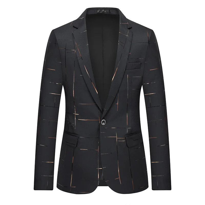 

Куртка мужская длинная в полоску, приталенный модный короткий деловой повседневный костюм, пальто в Корейском стиле, Прямая поставка