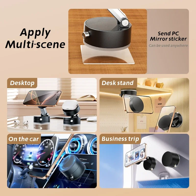 Mobile Phone Vacuum Suction Cup Holder Foldable Desk Stand for iPhone Android Kitchen Lazy Vacuum Double Sided Magnetic Bracket 6