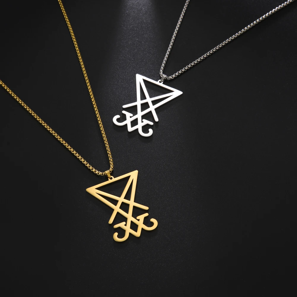 Sigil of Lucifer Stainless Steel Pendant Necklace - Emblem Amulet Jewelry Gift