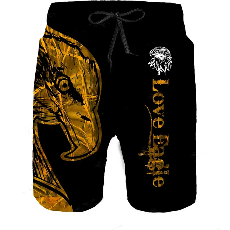 Beach Shorts Cool Men White Bald Eagle Animal Camouflage Print Swimsuit Daily Casual Outdoor Street Style Short Pants Trunks 4