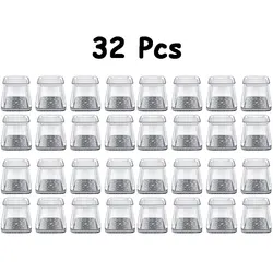 32 - Piece Square Felt Furniture Floor Glides with Silicone Caps for Quiet Movement on Hardwood Floors (Transparent)