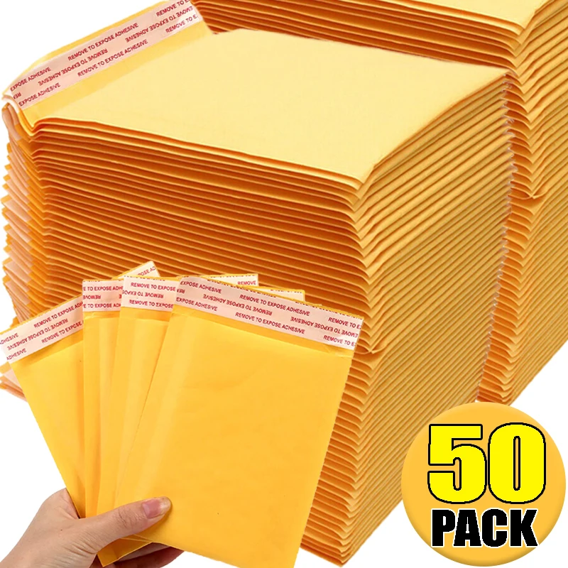 50/10PCS Kraft Bubble Mailers Envelopes Bags Seal Adhesive Shipping Bag Waterproof Mailing Envelopes for Business Gift Packaging