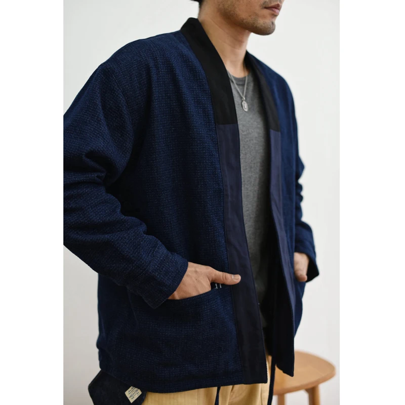 

Мужская Двухсторонняя куртка Saucezhan noragi, хлопковый Халат сашико в винтажном стиле, осень