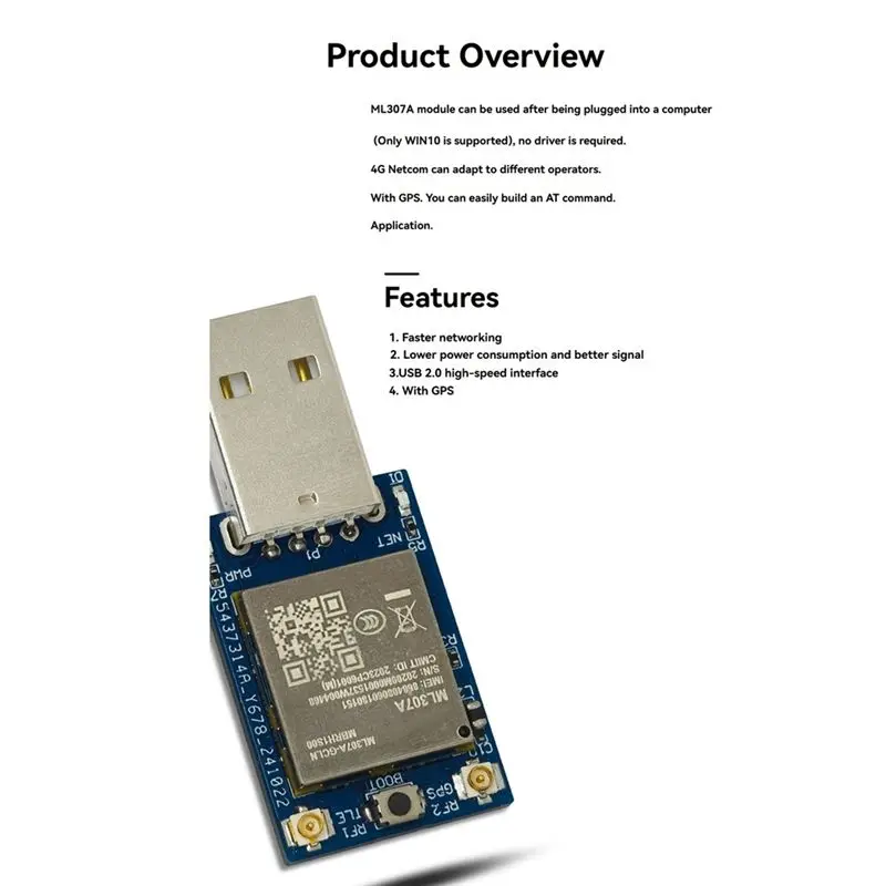 BNVN-ML307A 4G 풀 네트콤 모듈 USB 인터넷 모듈(GPS 다기능 휴대용 모듈 포함) 드라이버 없음 A
