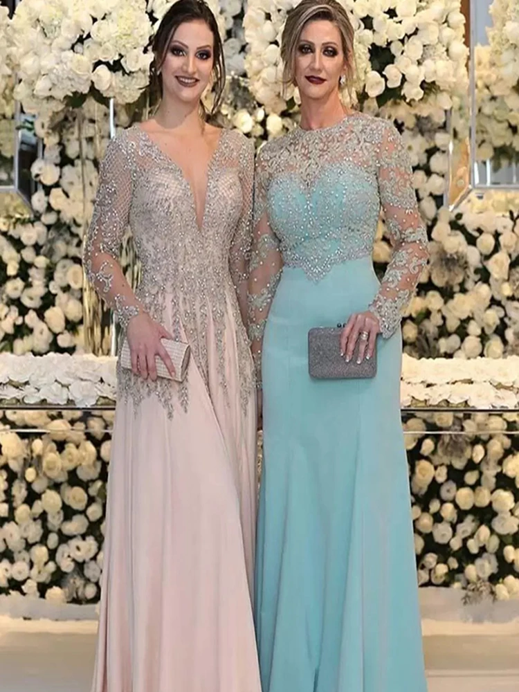 

Elegant Luxury Mother Of The Bride Dresses Crystals Beading Two Styles Chiffon Plus Size Wedding Party Gowns Evening Dress