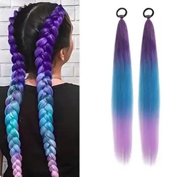 Extension per Coda di Cavallo Sintetica Lunga e Liscia con Elastico, Accessori per Capelli Intrecciati Fai-da-Te per Halloween
