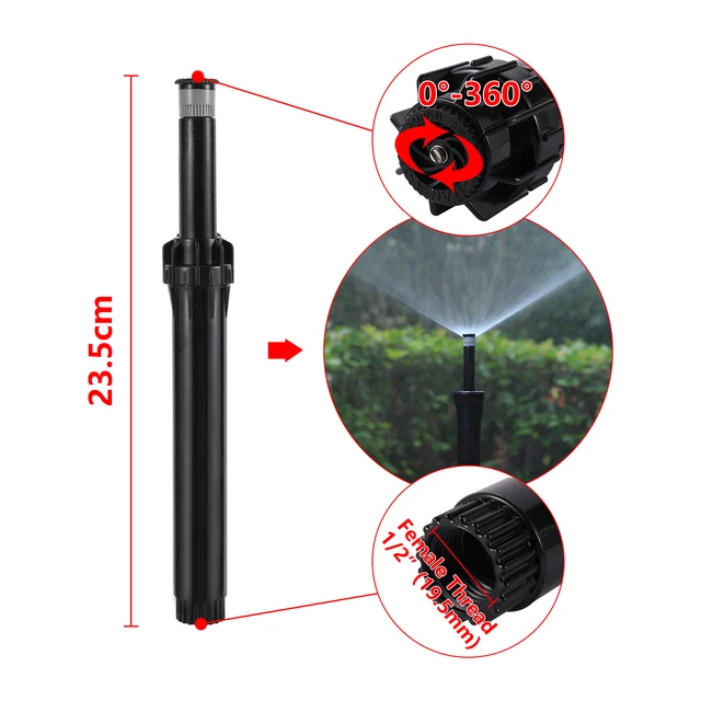 1/2" Female Thread Buried Pop-Up Sprinkler 360° Automatic Lift Type Scattering Ray Jet Nozzle Lawn Green Belt Irrigation Device 4
