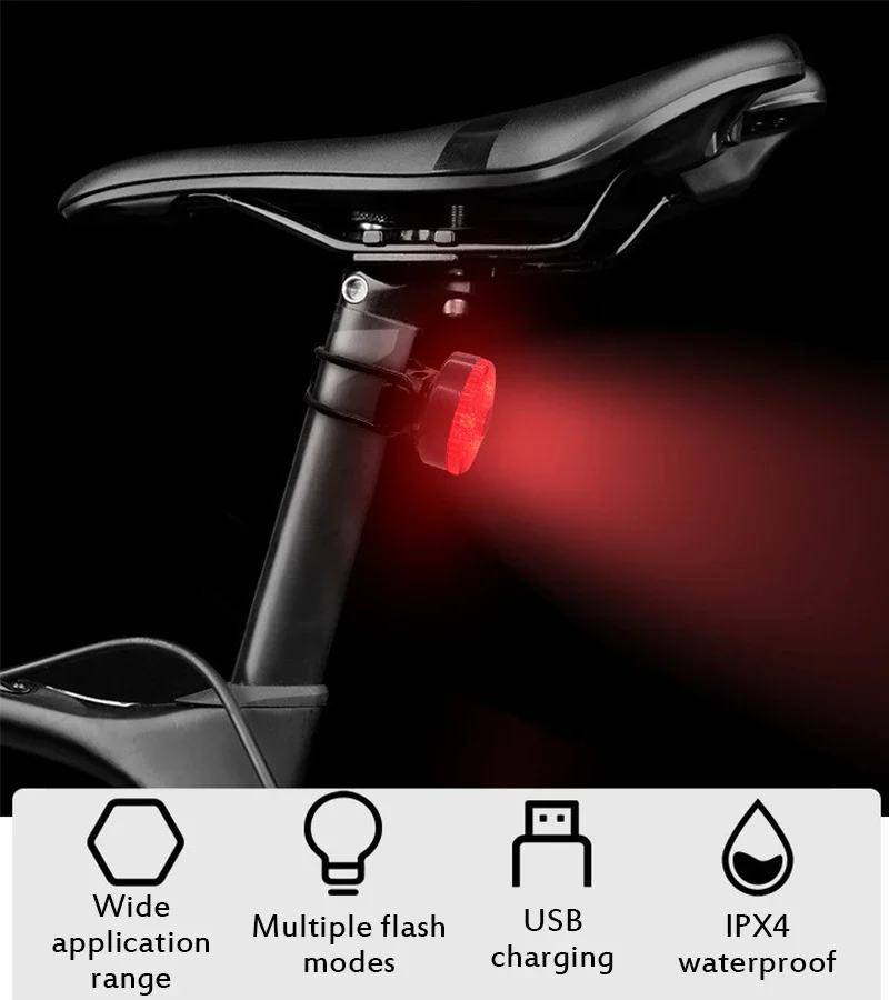 Bicycle COB Red Rear Light Bicycle High Visibility Rechargebale Usb Bike Tail Li