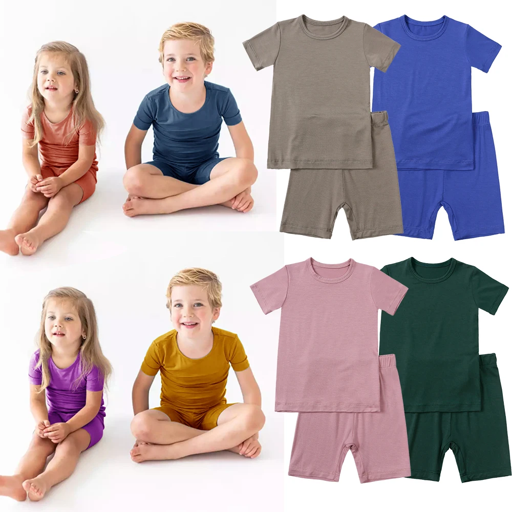 2025 Bamboo Fiber Clothes Kids Pyjamas Sets Long Sleeve Elasticity Breathable Sleepwear Toddler Boy Girl Loungerwear Outfits 5