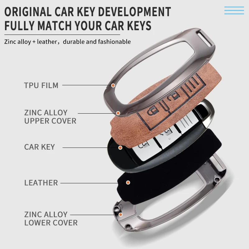 Alloy Leather Smart Car Key Fob Cover Case Shell For Suzuki Ertiga XL7 SX4 Vitara Ignis Baleno S-Presso Remote Holder Keychain