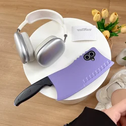 Cute 3D Funny Kitchen Knife Phone Case - Retro Creative Protection Cover - iPhone 15 Plus (PURPLE)