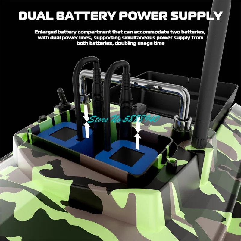 500M Waterproof Electric RC Bait Boat 2KG Loading Dual Battery Supply Smart Cruise LED Lighting Remote Control Nest Fishing Boat 5