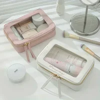 1pc Transparent Cosmetic Bag Waterproof Toiletry Bag Zipper Organizer For Cosmetics And Travel Essentials 1