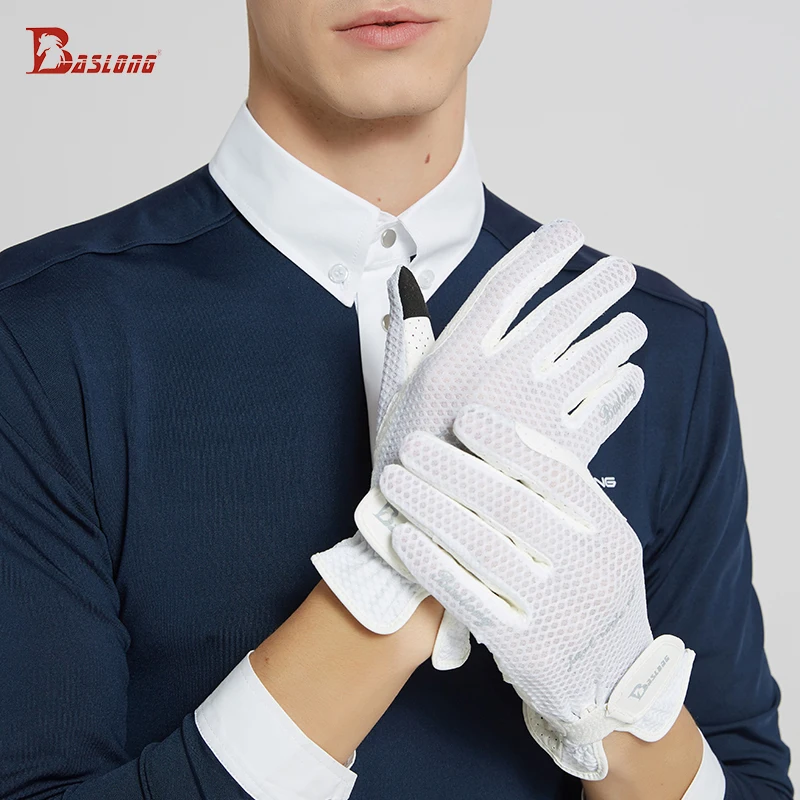 Baslong Equestrian Gloves Men's and Women's Riding Gloves Knight Equipment Hand-Centered Silicone Non-Slip Breathable Equestrian Sports Cycling Harness