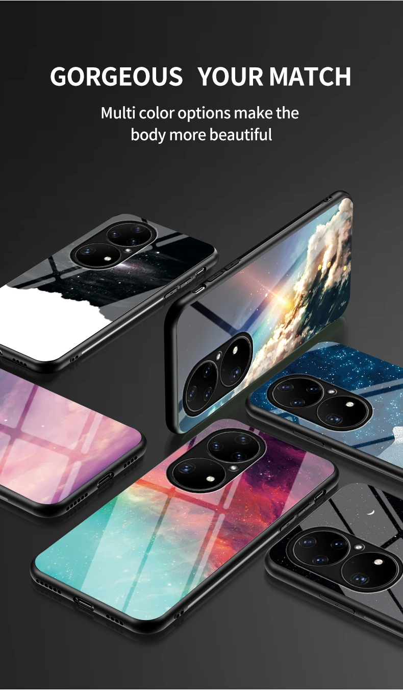Coque en verre trempé Declareyao pour P9 P10 P20 P30 P40 Lite Declareyao Coque de luxe en verre trempé pour Huawei P9 P10 P20 P30 P40 P50 Pr_voghion.com