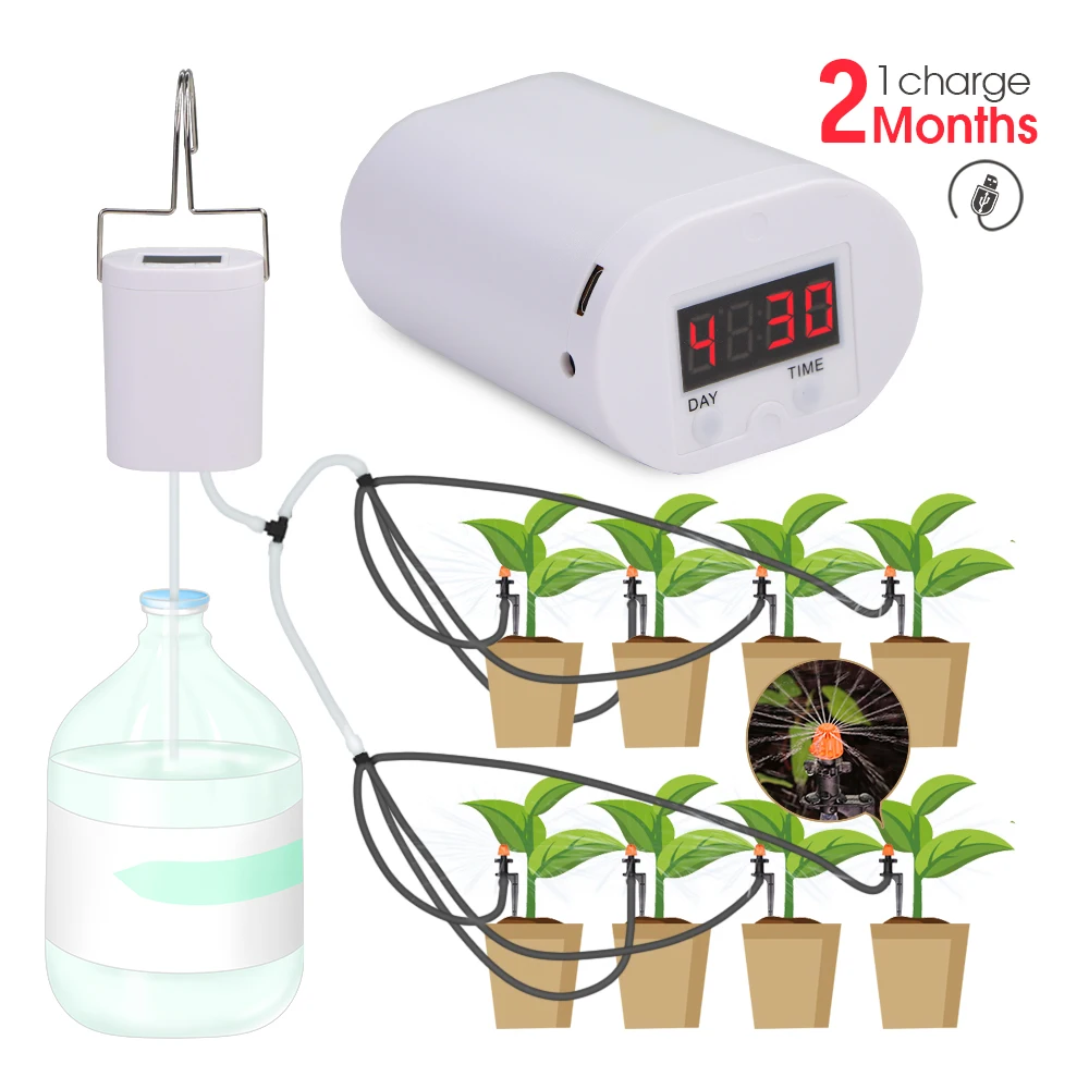 Pump Timer Watering Irrigation Kit for Balcony Indoor Bonsai Plants 2/4/8 Drippers Micro Controller System Home Garden Sprinkler