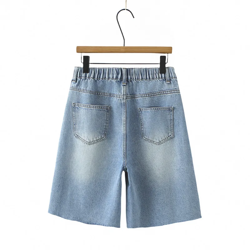 100KG Summer Jeans New Fashion Premium Denim mid-length Shorts Plus Size Women's Boyfriend Hot Pants 9366