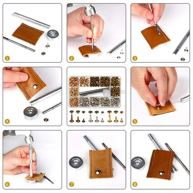 Description Picture 5 of itemMetal Double Cap Rivets Studs Round Rivet for DIY Leather Craft Bag Belt Clothing Garment Shoes Pet Collar Fixing Tools