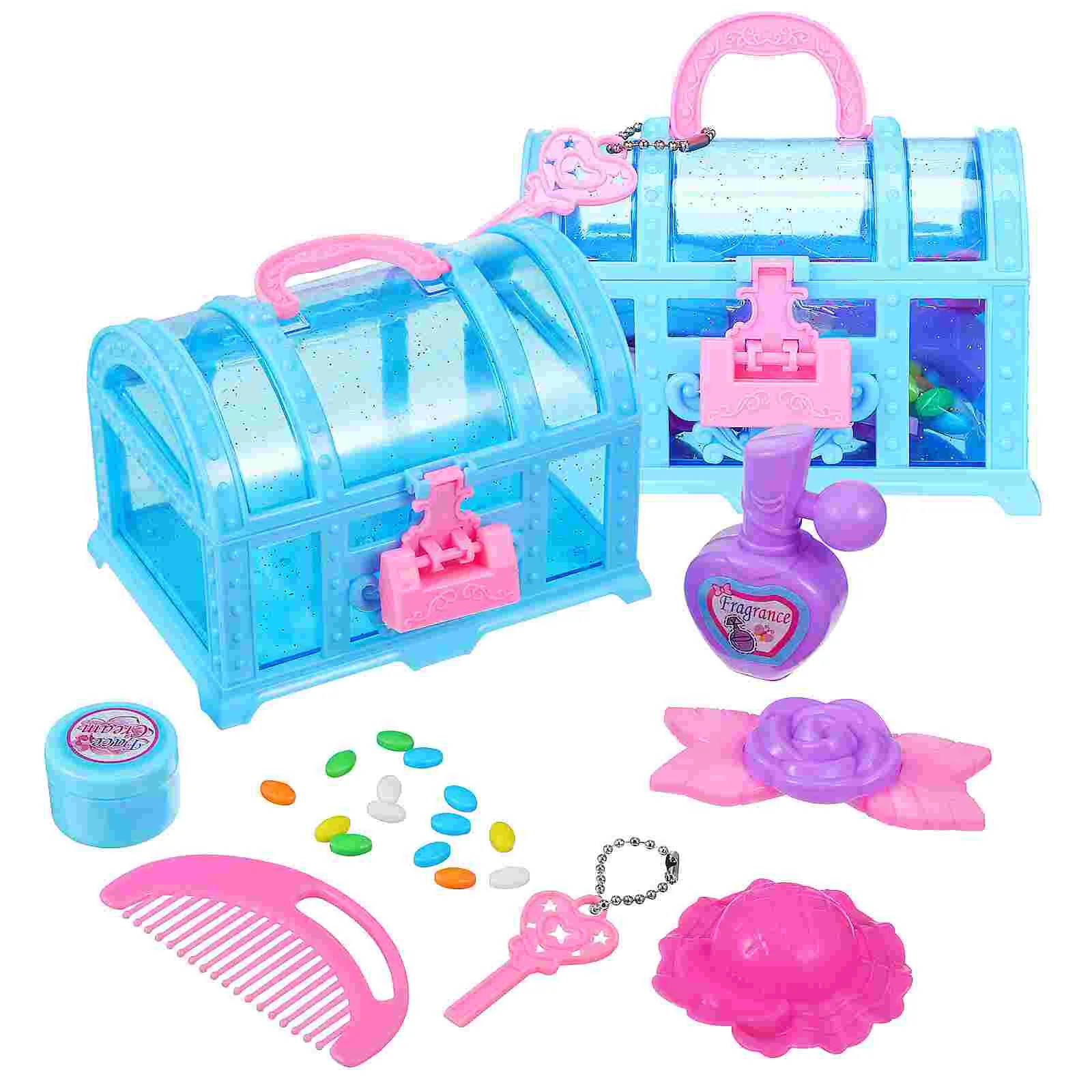 

2 Sets Plastic Storage Case House Miniature Accessories Treasure Chest Hair Assorted Organizer 7 Piece Small