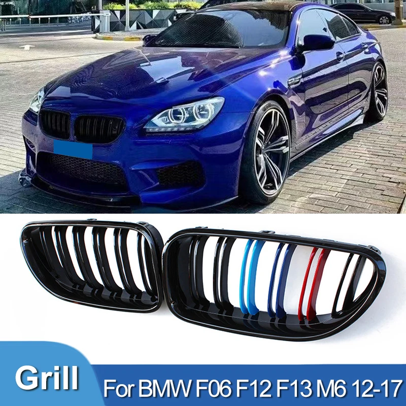 

Pulleco For BMW 6 Series F06 F12 F13 M6 Car Front Kidney Grill Bumper Grille Racing Grills 2012-2017 Double Slat Glossy Black M