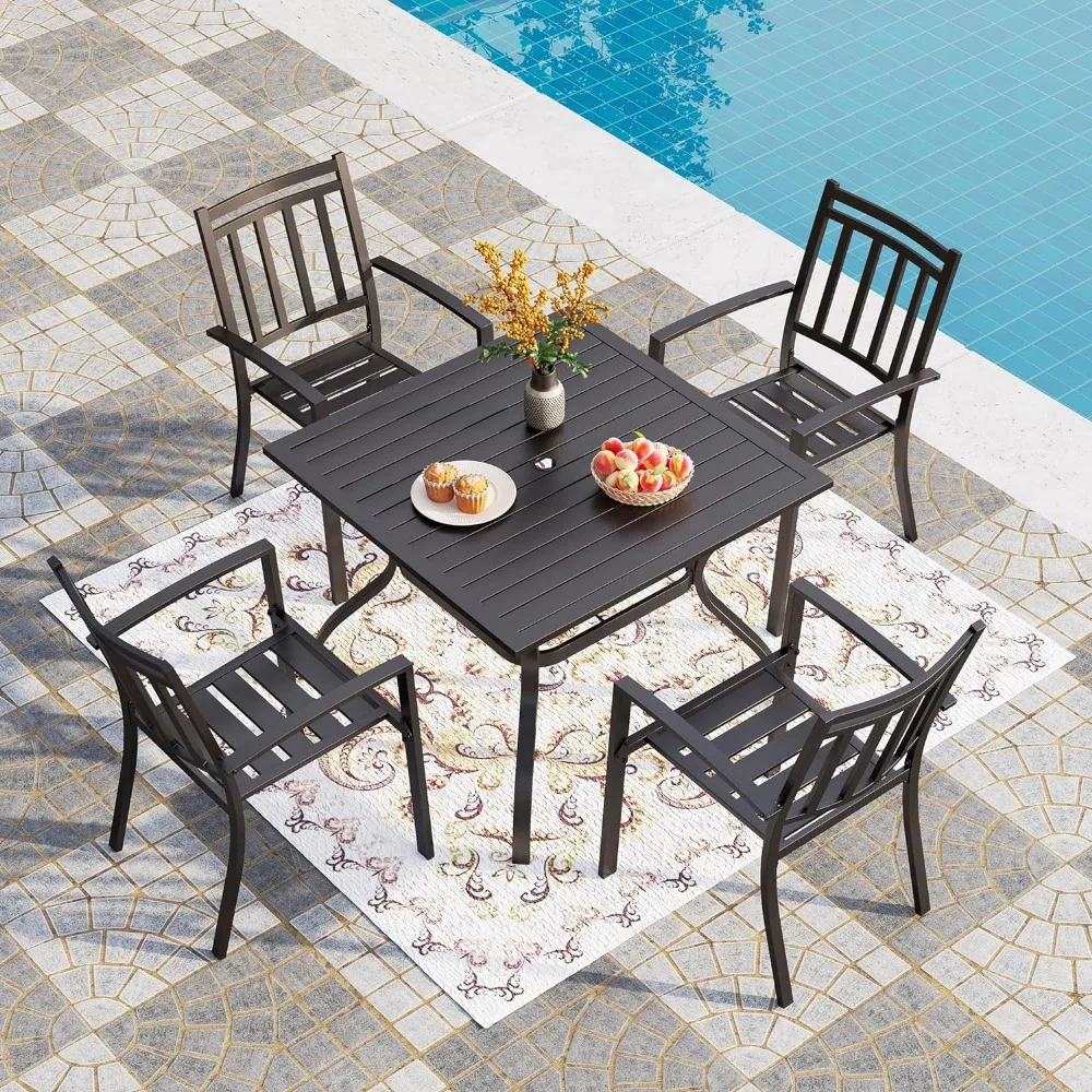 

Outdoor Dinings Table Chair Set , PremiumTable Top, 1.57” Umbrella Hole for Deck,Lawn, Garden,4Piece Garden Dining Table Sets