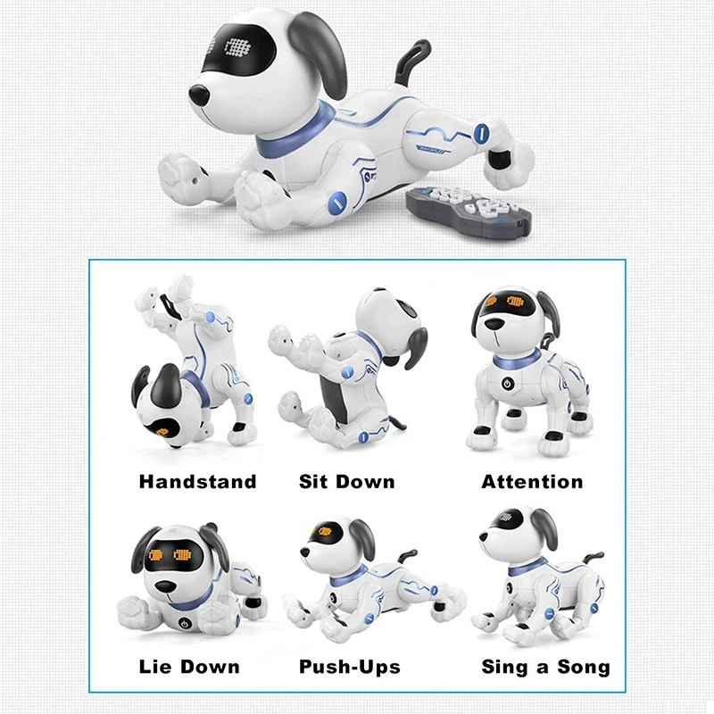 Remote Control Dog RC Robotic Stunt Puppy Voice Toys Handstand Push-up Electronic Pet Dancing Robot Sound for Kid Boys and Girls 4