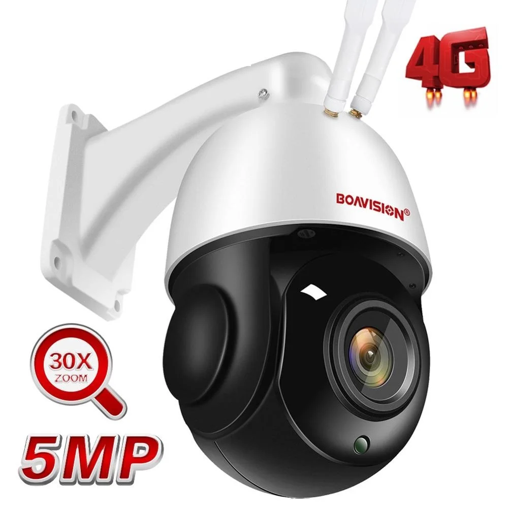 2022 Outdoor IP Camera 5MP 4G Sim Card WIFI AI Auto Tracking 30X Zoom Wireless PTZ Speed Dome CCTV Two Way Audio IR 80m |