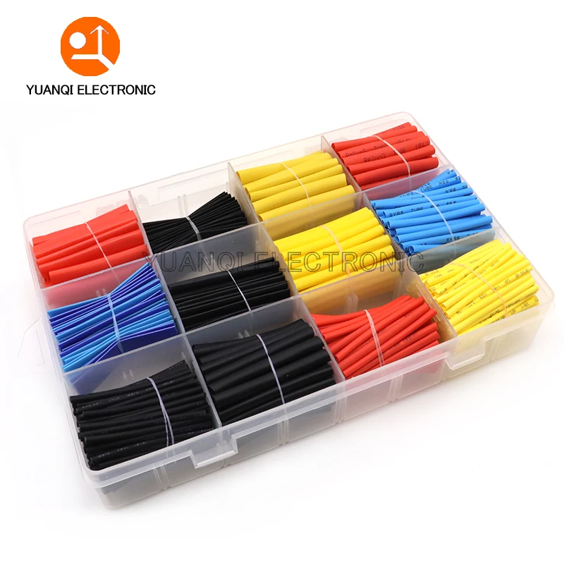 Polyolefin Shrinking Assorted Heat Shrink Tube Wire Cable Waterproof Insulated Sleeving Tubing Set 2:1 530pcs/580pcs/750pcs