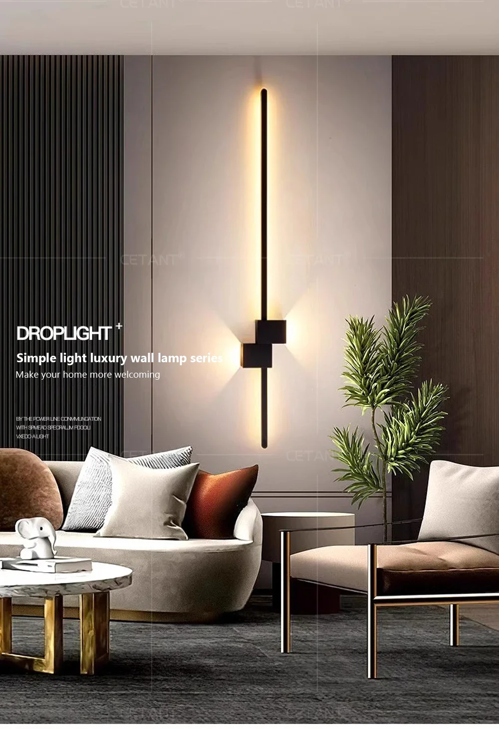 Description Picture 2 of itemModern LED Wall Lamp Minimalist Black 60-100cm Up Down Luminous Light For Bedroom Bedside Living Room Hallway Indoor Wall Sconce