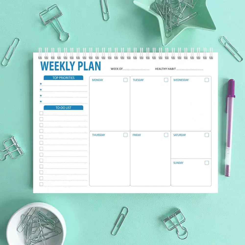 Daily Planner Coil Design Weekly Planner Notepad Appointments Reminders Notebook Home School Office
