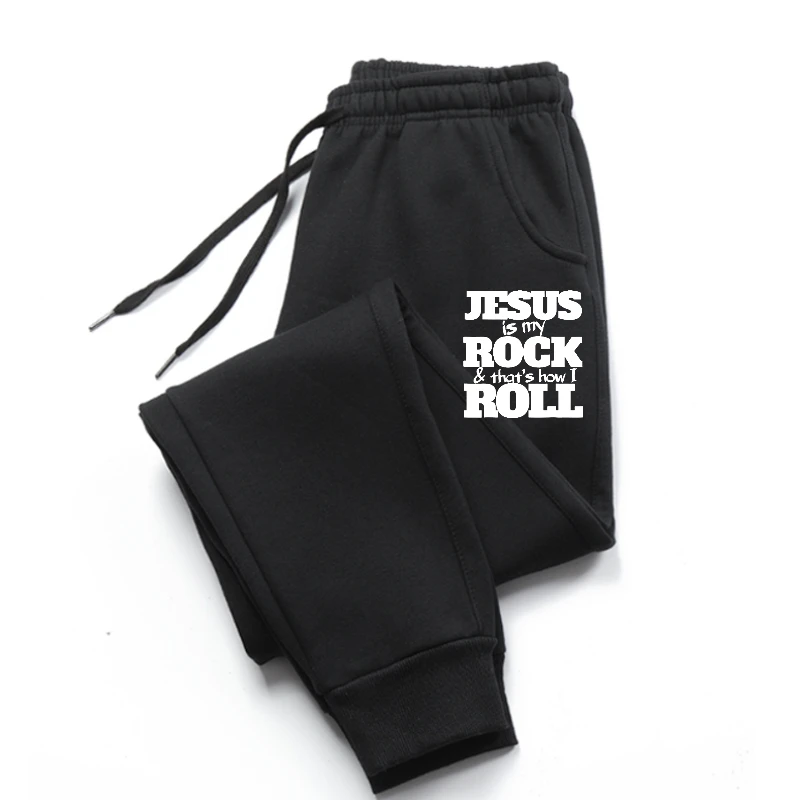 

Jesus Is My Rock And That's How I Roll pants for mens For Christians Hip Hop men's pants pants for mens For Men Cotton Men's pan