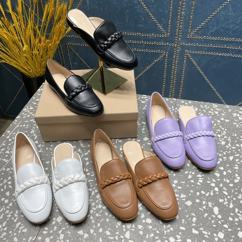 

Soft inside and outside all sheepskin flat women's loafers spring autumn leather walking shoes Moeller slippers