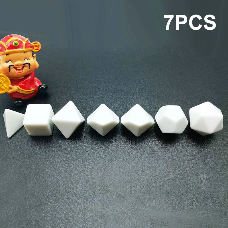 

7Pcs/Set DND Blank Polyhedron RPG Dice Set DIY Dice Engravable