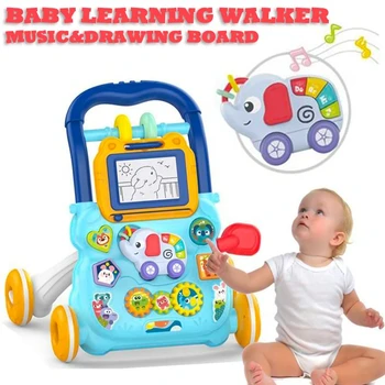 0-12 Months  Multifunction Toddler Trolley Musical Drawing Walker Exercise Hearing Learn Walk Hand Push Walker Early Educational 1