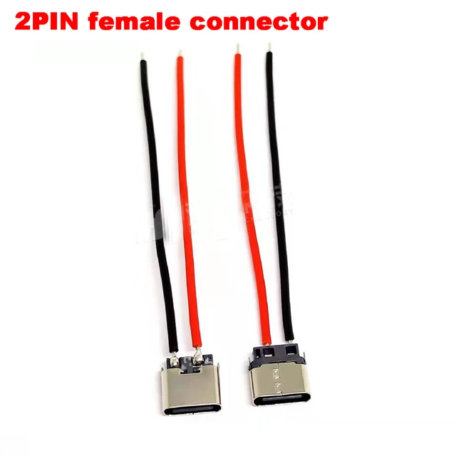 Connecteur USB type-c femelle 2 broches avec câble à souder