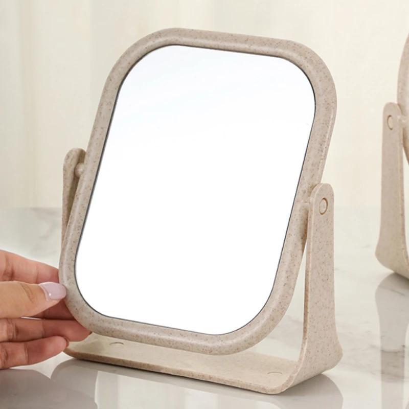 Square Makeup Mirror-360&deg; Swivel, HD Double Sided Vanity Mirror for Dorm and Bedroom with Swivelling Tabletop Vanity