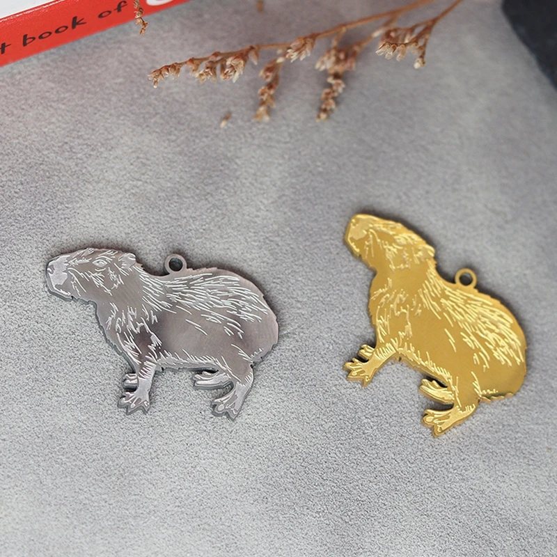 

2pcs Cute Beaver Stainless Steel Pendant Charms for Jewelry Making Findings DIY Craft Necklace Cartoon Animal Accessories Bulk