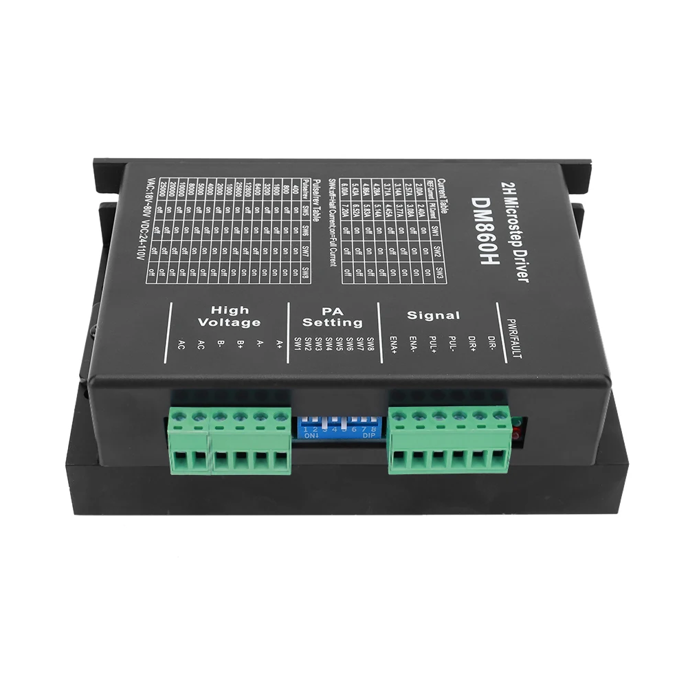 DM860H 스텝퍼 모터 드라이브, Nema34 스텝퍼 모터용, DM860, 0-200kHz, 2 상 스텝퍼 드라이버, AC18-80V 또는 DC 24-110V, 2A-7.2A, 2H