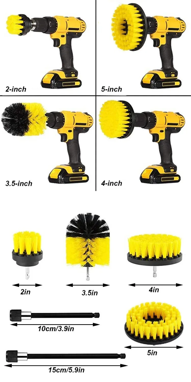 Juego de cepillos de limpieza multiusos para carro, herramienta de fijación de taladro eléctrico, cepillo de depurador eléctrico, pulidor de coche, Kit de cepillos para Detalles » Juego de cepillos de limpieza multiusos para carro