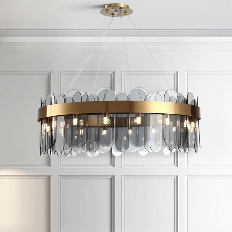 

Nordic LED Glass Chandelier Living Atmospheric Pendant Light Luxury Lamps Bedroom Hotel Shop Restaurant Bar Chandelier