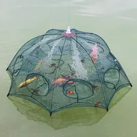 4-16 Holes Strengthened Fishing Net Shrimp Cage Foldable Nylon Automatic Umbrella Shape Fish Trap Cast Folding Landing Net 2