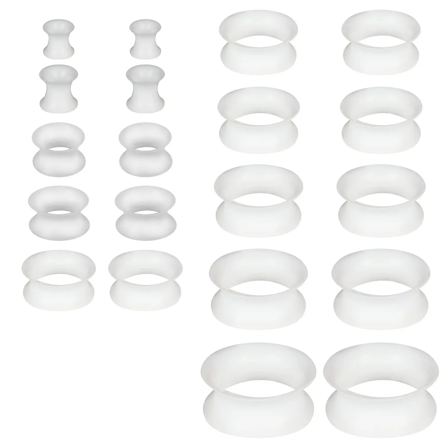 1 Pair 4-20mm Ultra Thin Silicone Flexible Flesh Tunnel Expander Stretching Gauge Earlets Plug Set Gauges Kit 4
