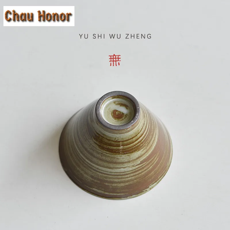 80ml Japanese Style Coarse Pottery Cone Teacup  Tea Bowl Beautiful Tea Cup Tea-tasting Fragrance Cup Jianzhan Master Cups Cafes