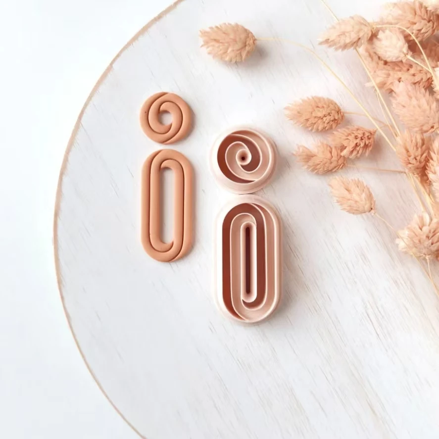 Polymer clay shape cutter mirrored set abstract modern earring moulds 3D printed mould clay jewellery supplies polymer clay cutter