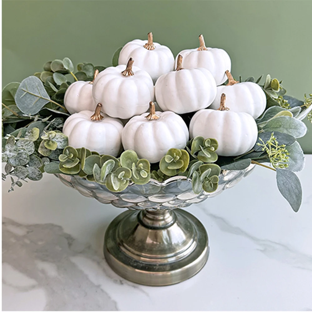 Lot De 7 Citrouilles Artificielles Décoratives En Mousse Orange De Tailles Assorties Pour Cadeaux D'automne, Fête Prénatale, Mariage, Thanksgiving, Halloween, Décoration De Cheminée