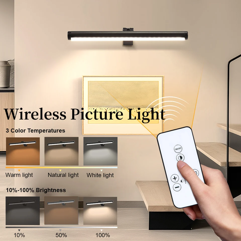 Applique Murale LED Rechargeable - Sans Fil, Télécommande, 3 Températures De Couleur Réglables (ambiance Lumineuse) - 6