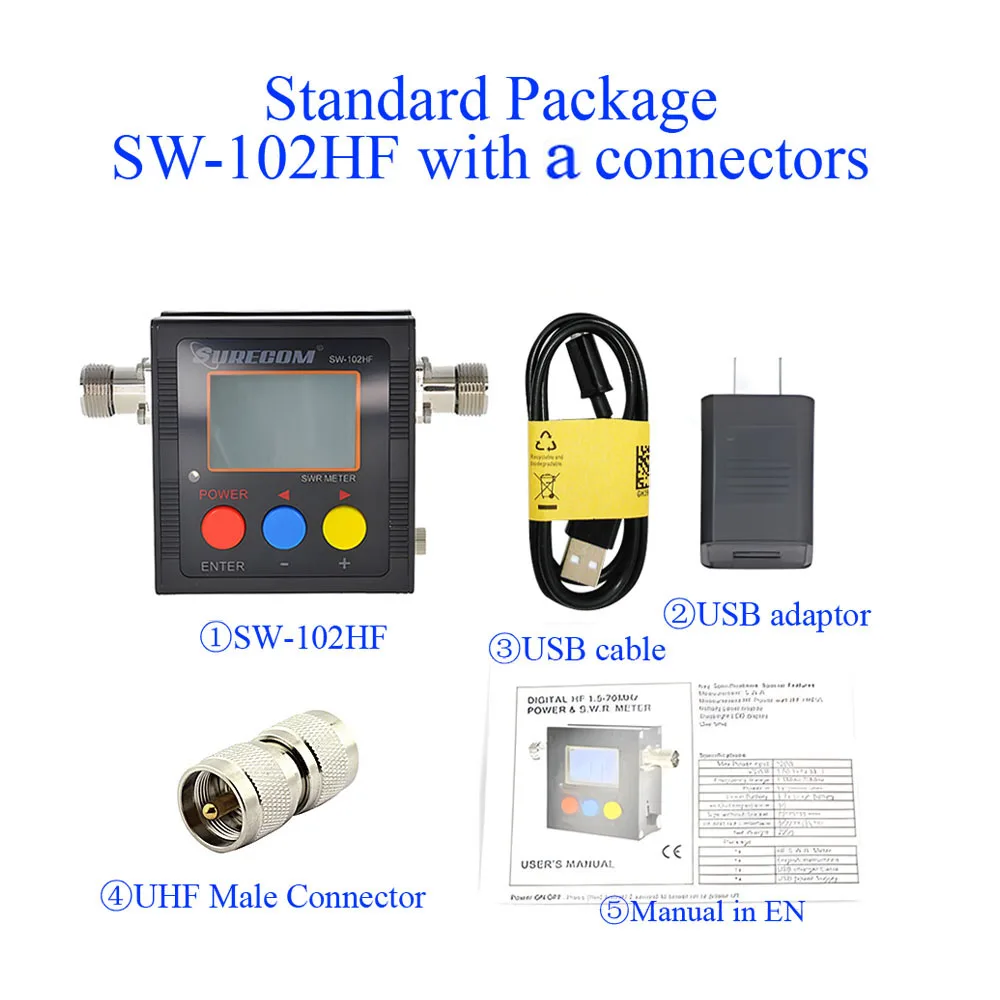 New SW-102HF Watt Meter 1.5-70MHz 120W Power & S.W.R. Meter for CB Radio HF Tra