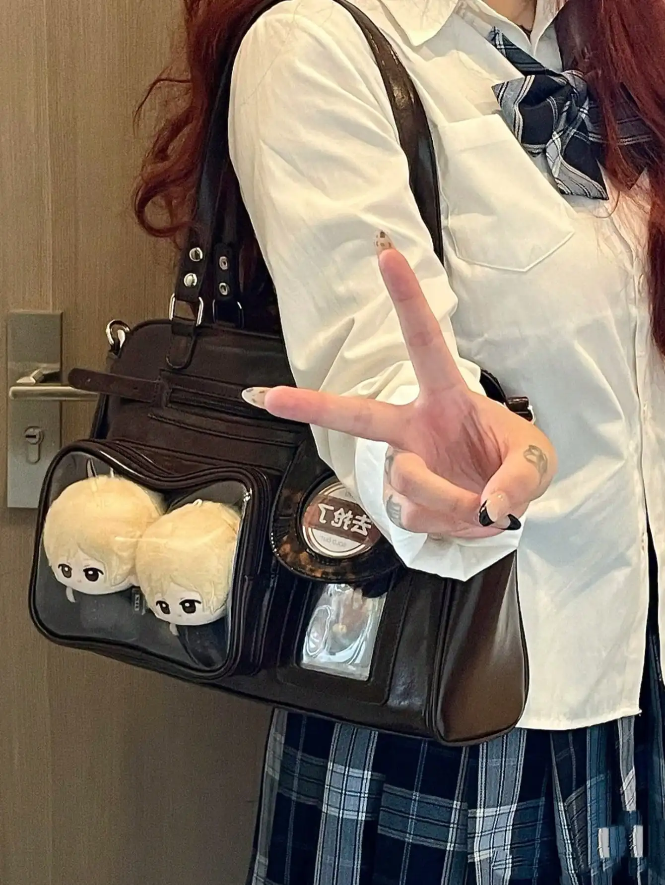 Schwarze PU-Leder-Tasche im Vintage-Stil mit großem Fassungsvermögen und Reißverschluss, Schulter- und Umhängetasche für Damen, für den täglichen Weg zur Arbeit, Schule, Party, Umhängetasche – Detail 16
