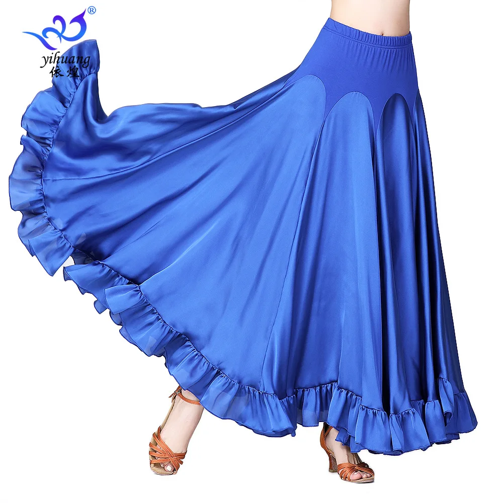 

1pcs/lot woman waltz dancing long skirt lady milk silk satin ballroom dancing skirt
